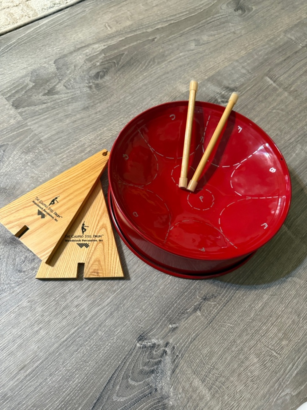 The Calypso Steel Drum 10 inch w/  Wooden Mallets - Woodstock Percussion Inc Red